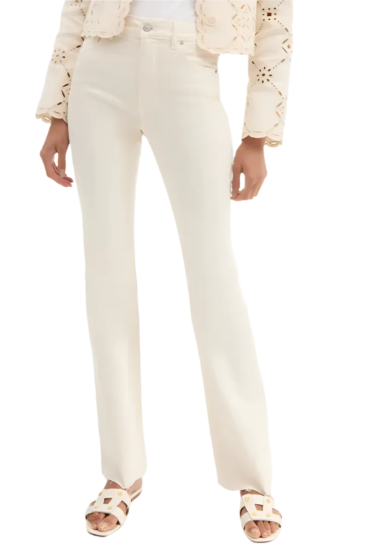 Veronica Beard - Cameron Mid Rise Boot Cut Jean - Ecru
