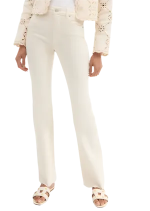Veronica Beard - Cameron Mid Rise Boot Cut Jean - Ecru