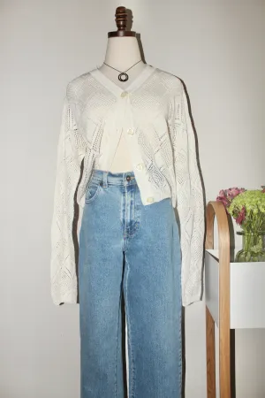 Vintage 90s Eyelet Cropped Cardi (S/M)