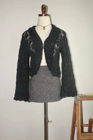 Vintage 90s Eyelet Flared Sleeve Cropped Knit (M)