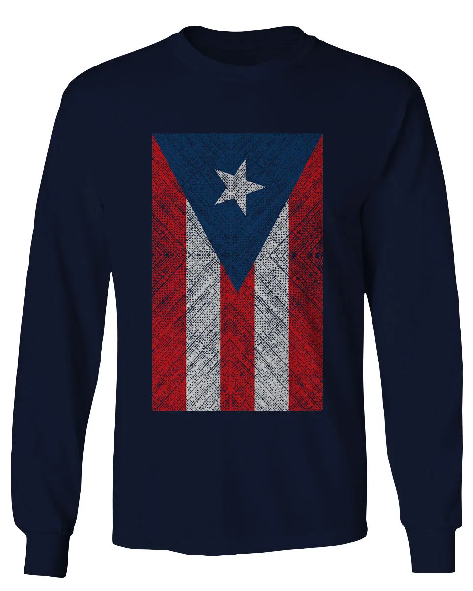 Vintage Bandera Puerto Rico Flag Boricua Rican Nuyorican mens Long sleeve t shirt