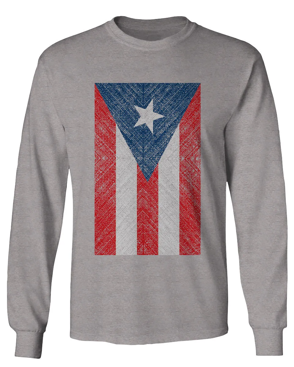 Vintage Bandera Puerto Rico Flag Boricua Rican Nuyorican mens Long sleeve t shirt