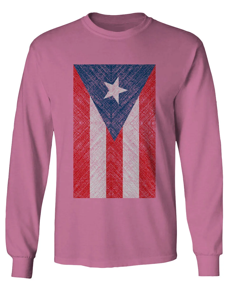 Vintage Bandera Puerto Rico Flag Boricua Rican Nuyorican mens Long sleeve t shirt