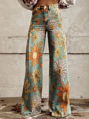 Vintage Flared Pants | Floral Joy