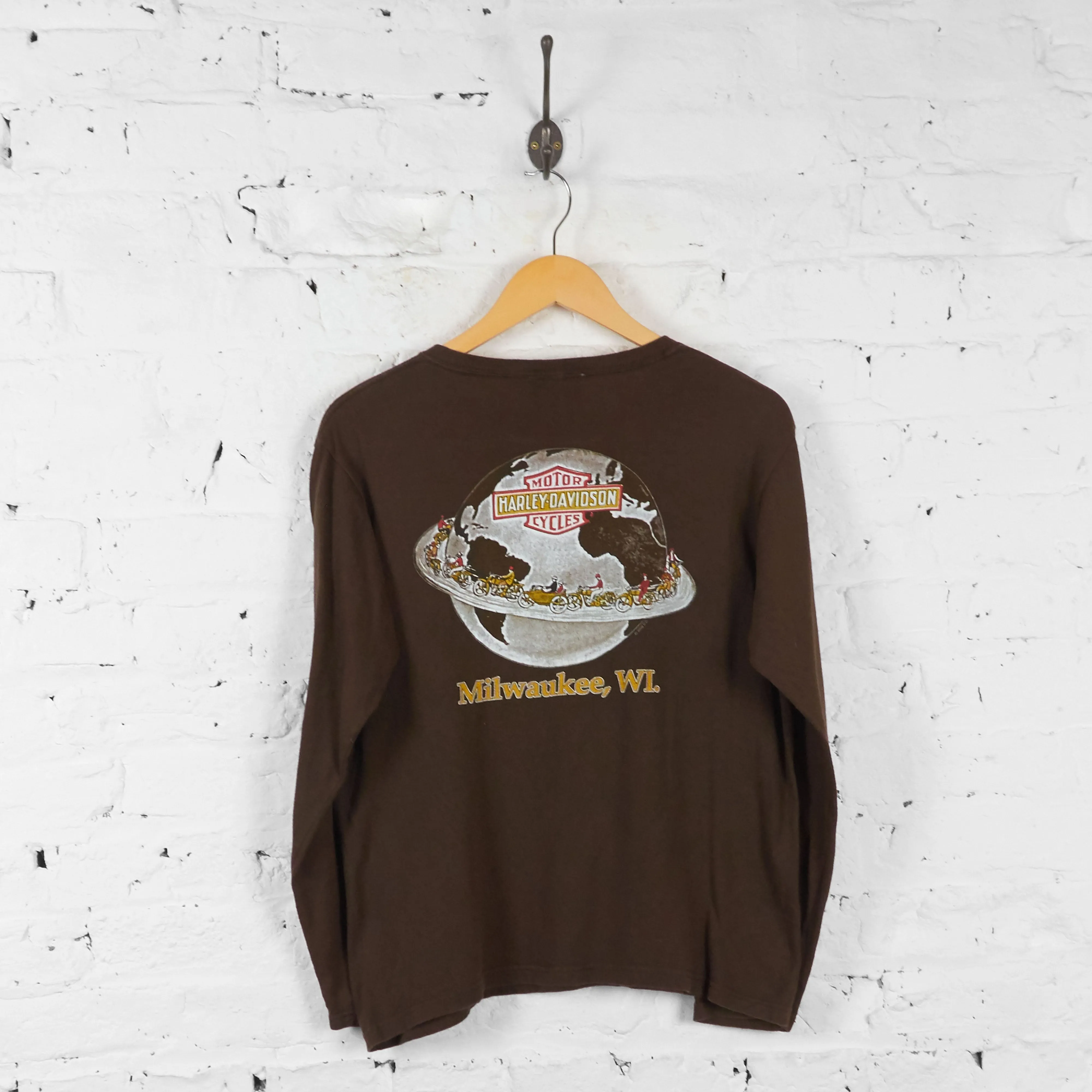 Vintage Harley Davidson Museum Women's T-shirt - Brown - M