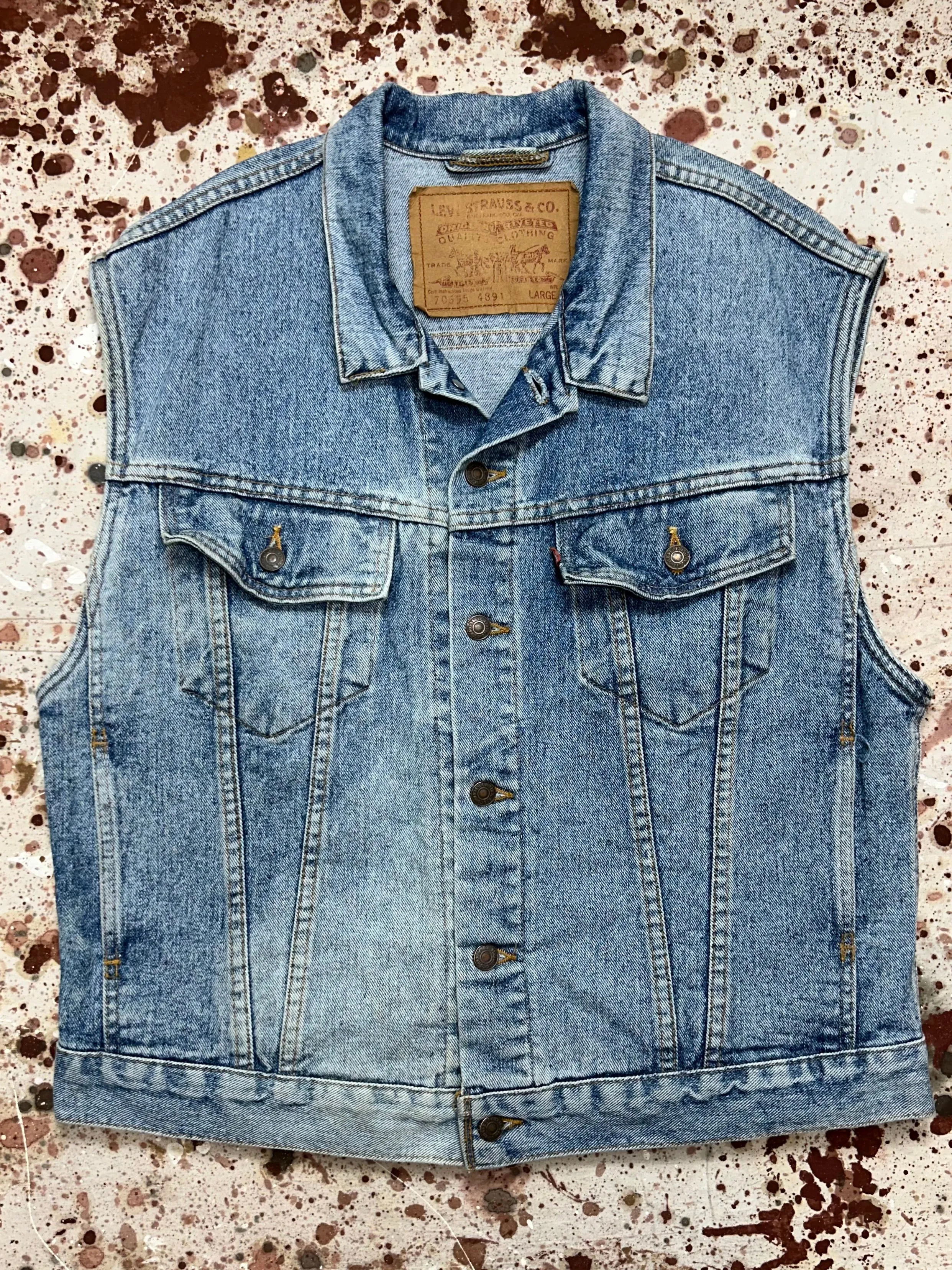 Vintage USA Levi Trucker Vest with incredible Patch Fading (JYJ1124-374)