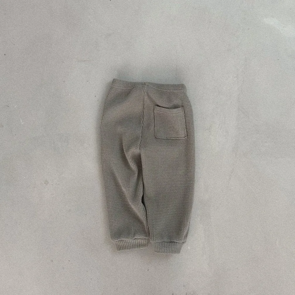 Waffle Cotton Pants, Khaki