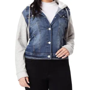 Wallflower Dreamer Tessa Denim Hoodie Trucker Jacket Blue Grey Size XS