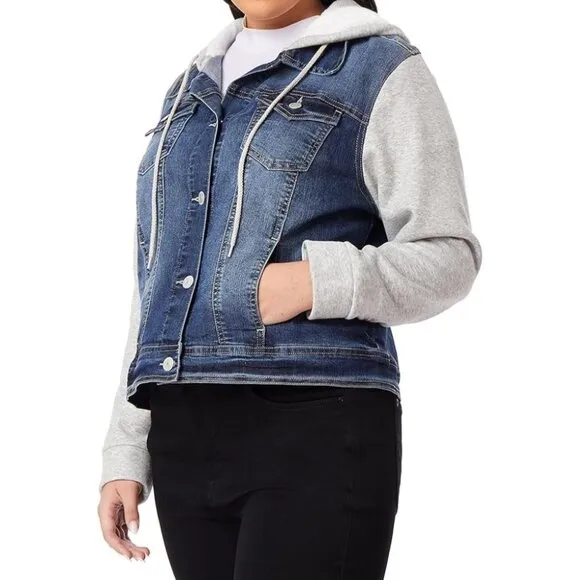Wallflower Dreamer Tessa Denim Hoodie Trucker Jacket Blue Grey Size XS