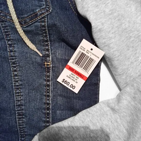 Wallflower Dreamer Tessa Denim Hoodie Trucker Jacket Blue Grey Size XS