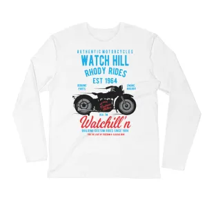Watchill’n ‘Rhody Rides’ Premium Long Sleeve Fitted Crew (Blue/Red)