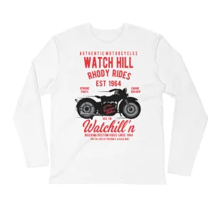 Watchill’n ‘Rhody Rides’ Premium Long Sleeve Fitted Crew (Red)