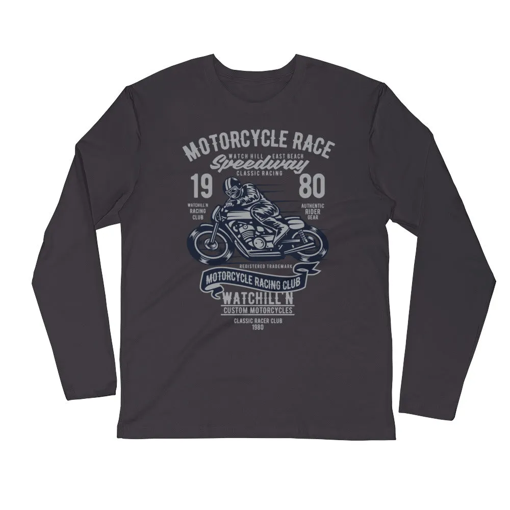 Watchill’n ‘Speedway’ Premium Long Sleeve Fitted Crew (Grey/Navy)