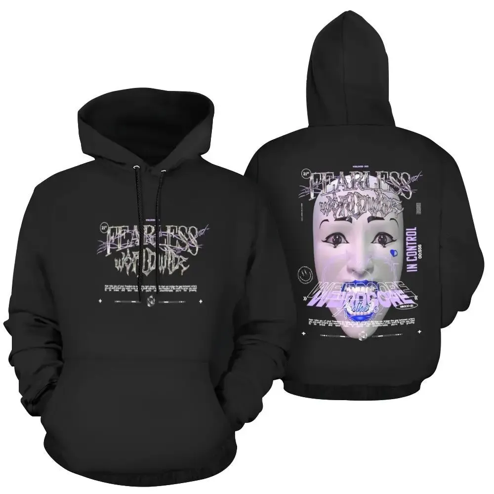 Weirdcore Aesthetic Hoodie with Edgy Graphics and Abstract Designs