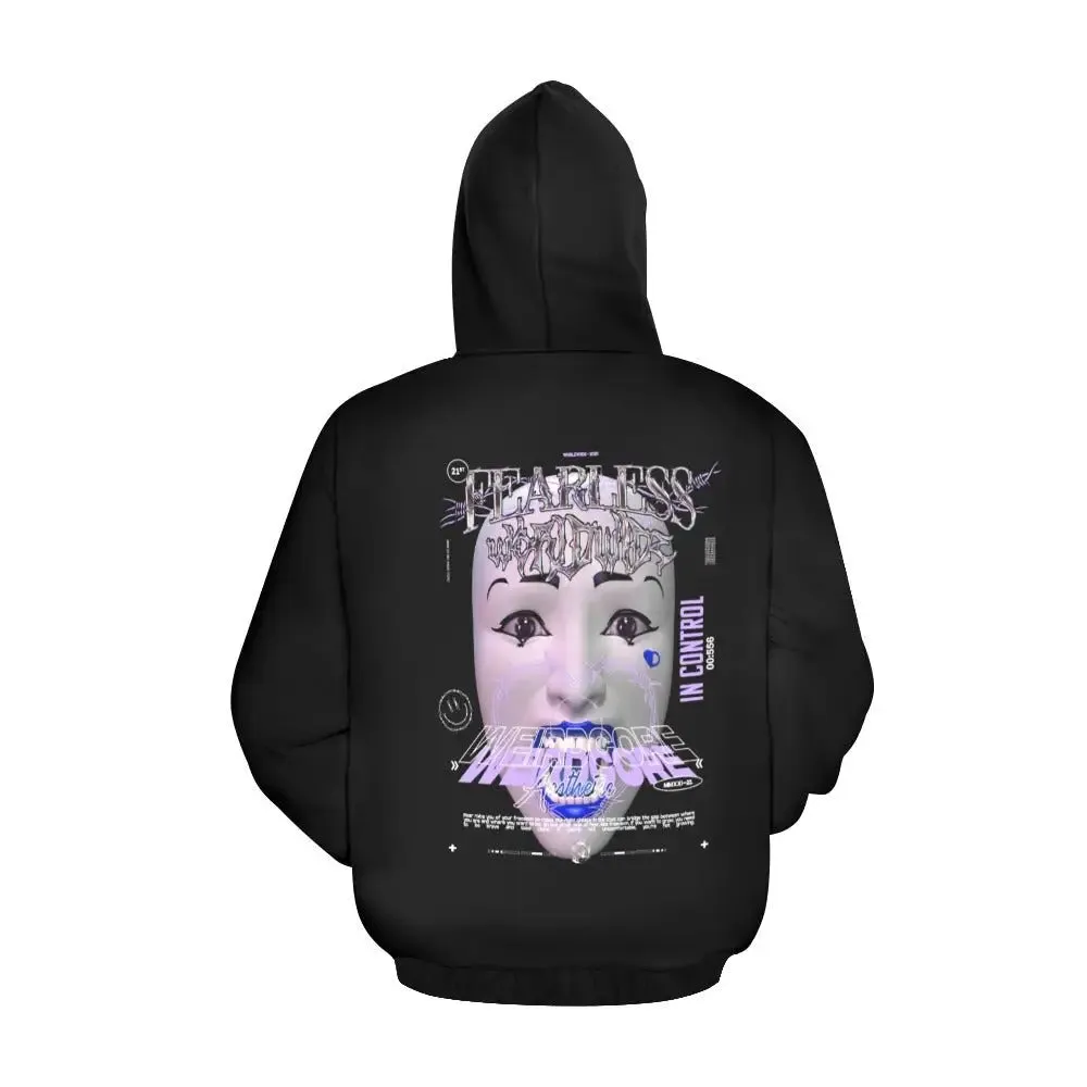 Weirdcore Aesthetic Hoodie with Edgy Graphics and Abstract Designs