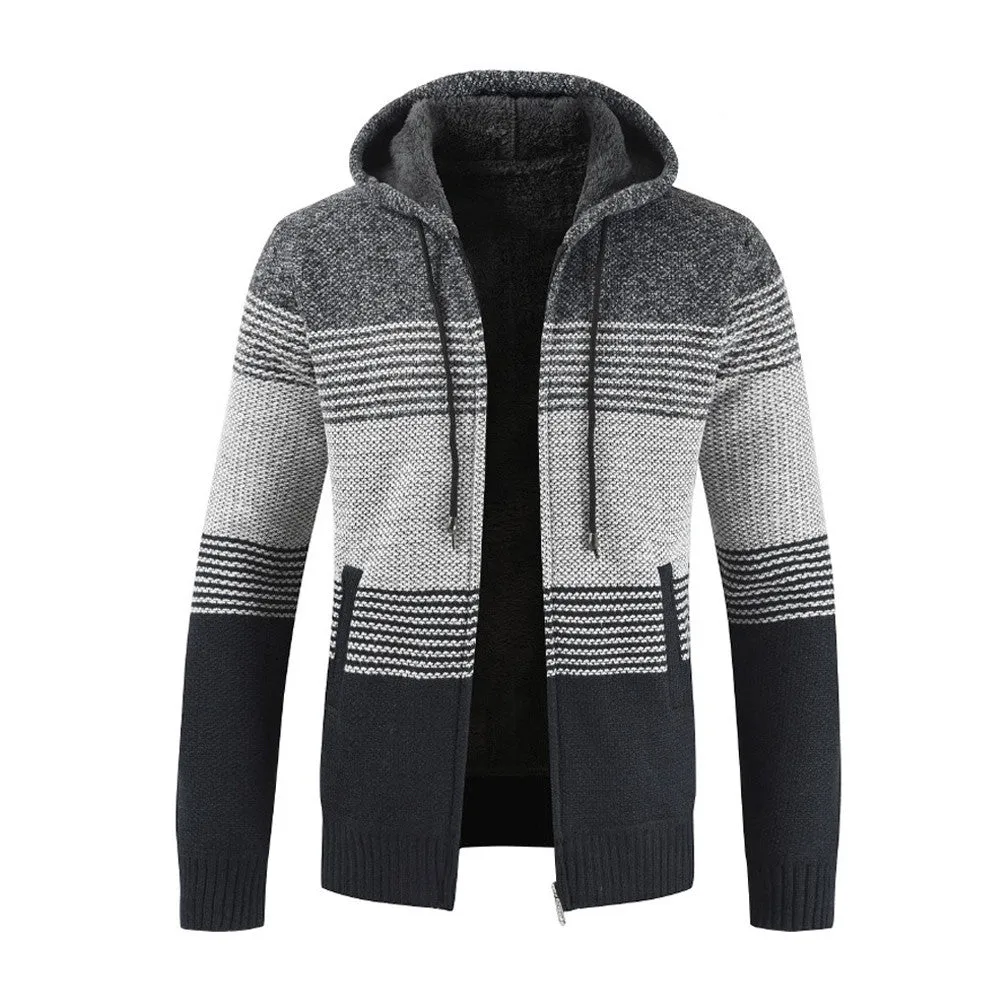 West Louis™ Striped Knitting Zipper Hoodie