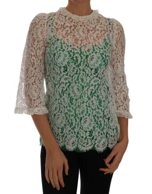 White Floral Lace Blouse Taormina Top