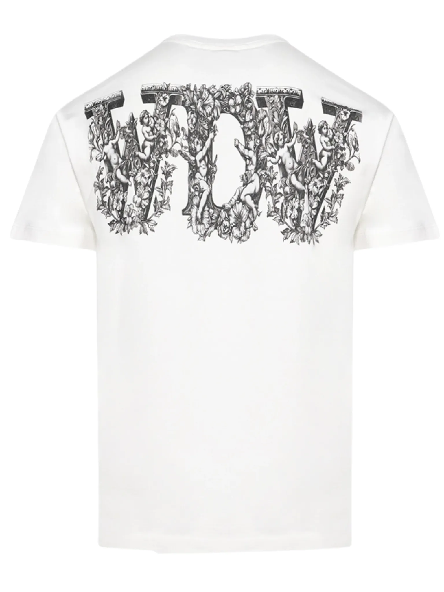 WHO DECIDES WAR Crossed Heart Short Sleeve T-shirt Cloud White
