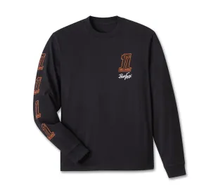 Willie G #1 Skull Sketch Long Sleeve Tee - True Black