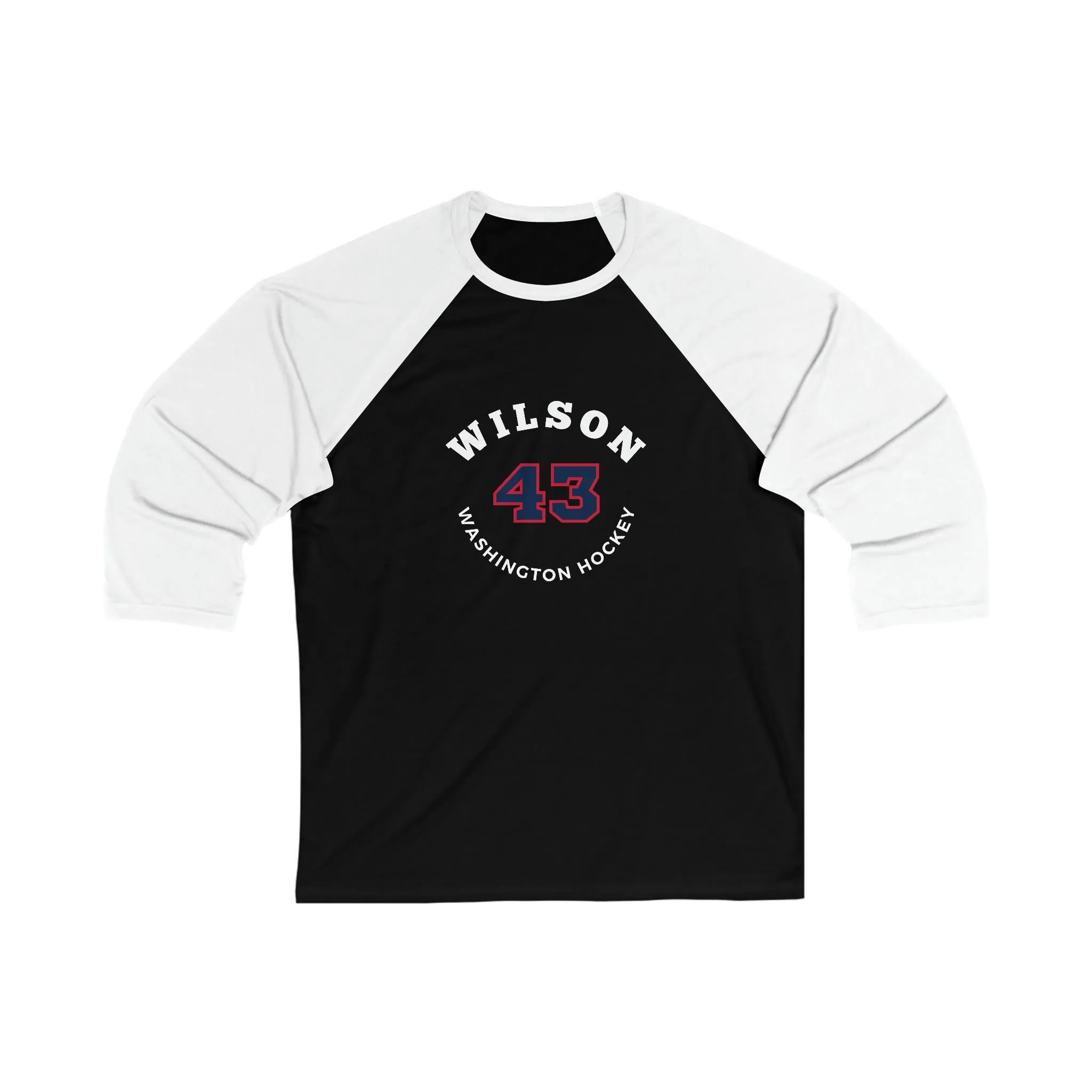 Wilson 43 Washington Hockey Number Arch Design Unisex Tri-Blend 3/4 Sleeve Raglan Baseball Shirt