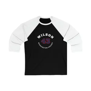 Wilson 43 Washington Hockey Number Arch Design Unisex Tri-Blend 3/4 Sleeve Raglan Baseball Shirt