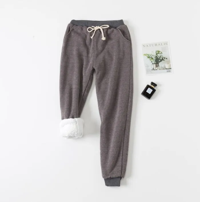 Winter Women Long Trousers Warm Thick Lamb cashmere Harem Pants