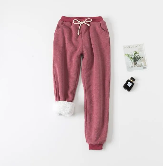 Winter Women Long Trousers Warm Thick Lamb cashmere Harem Pants
