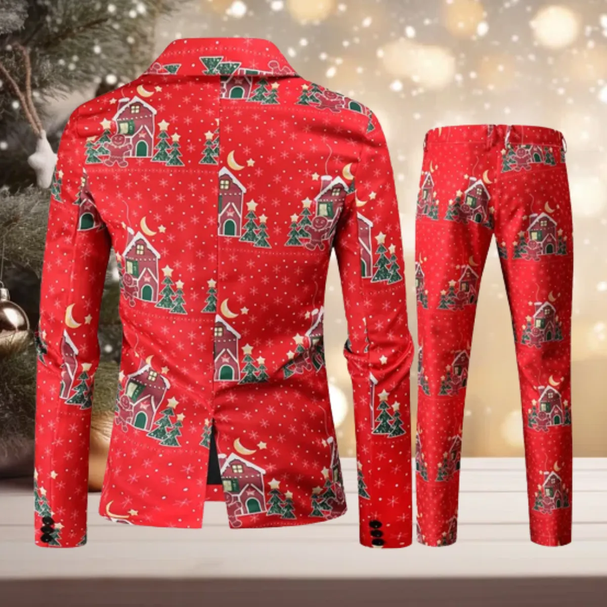Winterzauber" - Stilvolles Set aus Jacke und Hose mit Weihnachtsmotiv