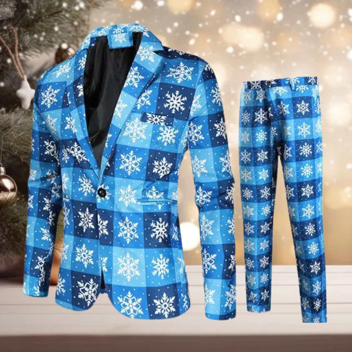 Winterzauber" - Stilvolles Set aus Jacke und Hose mit Weihnachtsmotiv