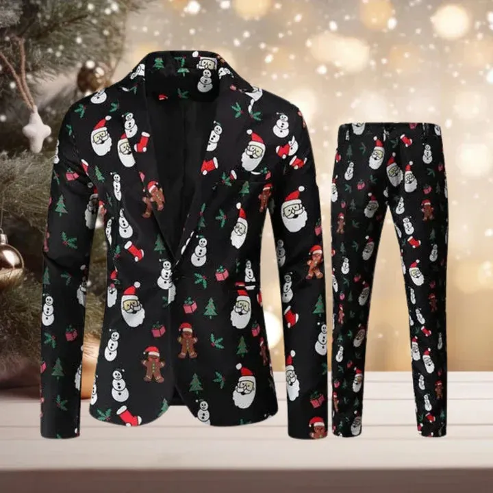Winterzauber" - Stilvolles Set aus Jacke und Hose mit Weihnachtsmotiv