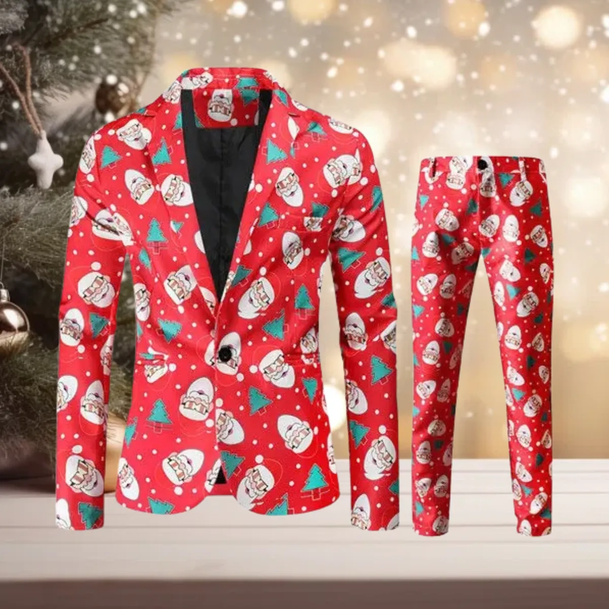 Winterzauber" - Stilvolles Set aus Jacke und Hose mit Weihnachtsmotiv