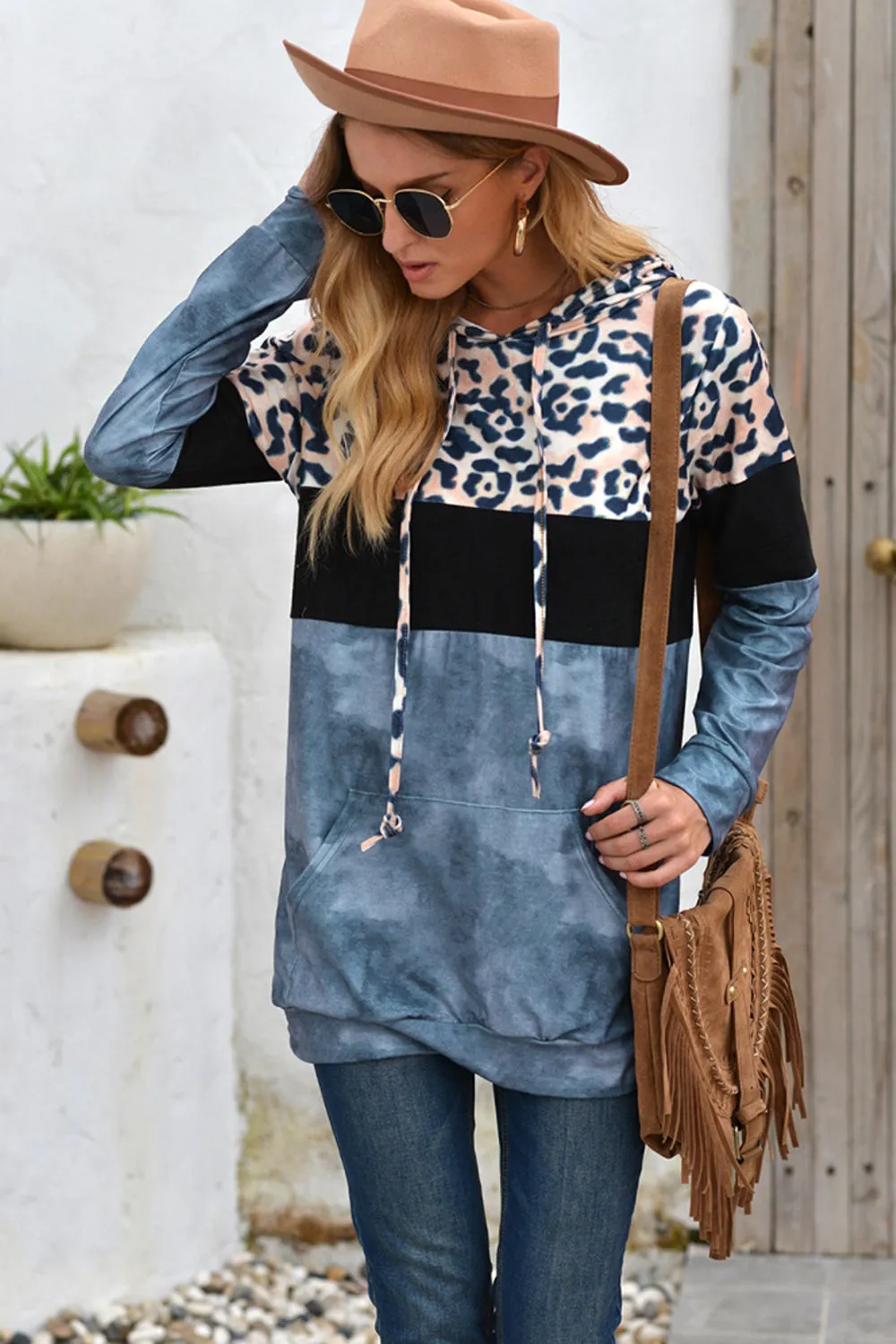 Wolffmode Hooded Leopard Patchwork Top