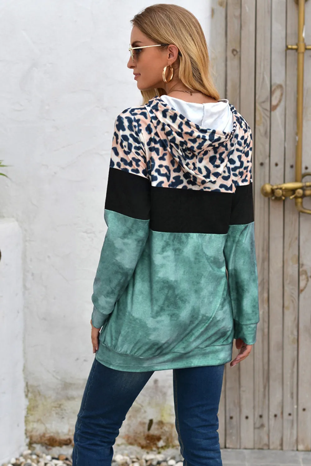 Wolffmode Hooded Leopard Patchwork Top
