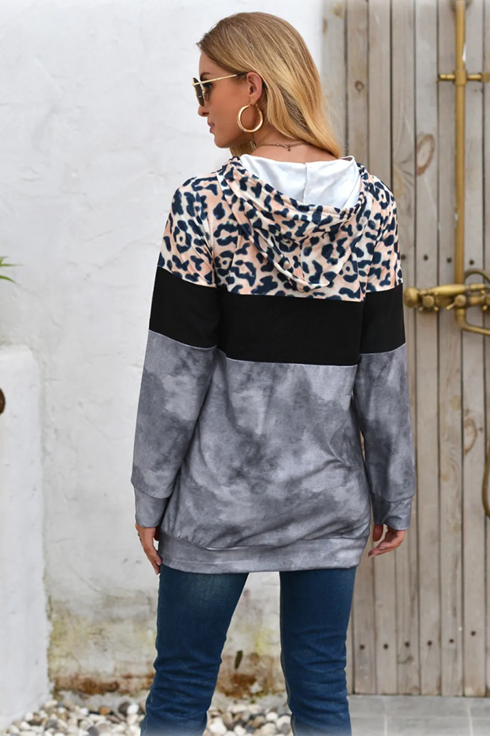 Wolffmode Hooded Leopard Patchwork Top