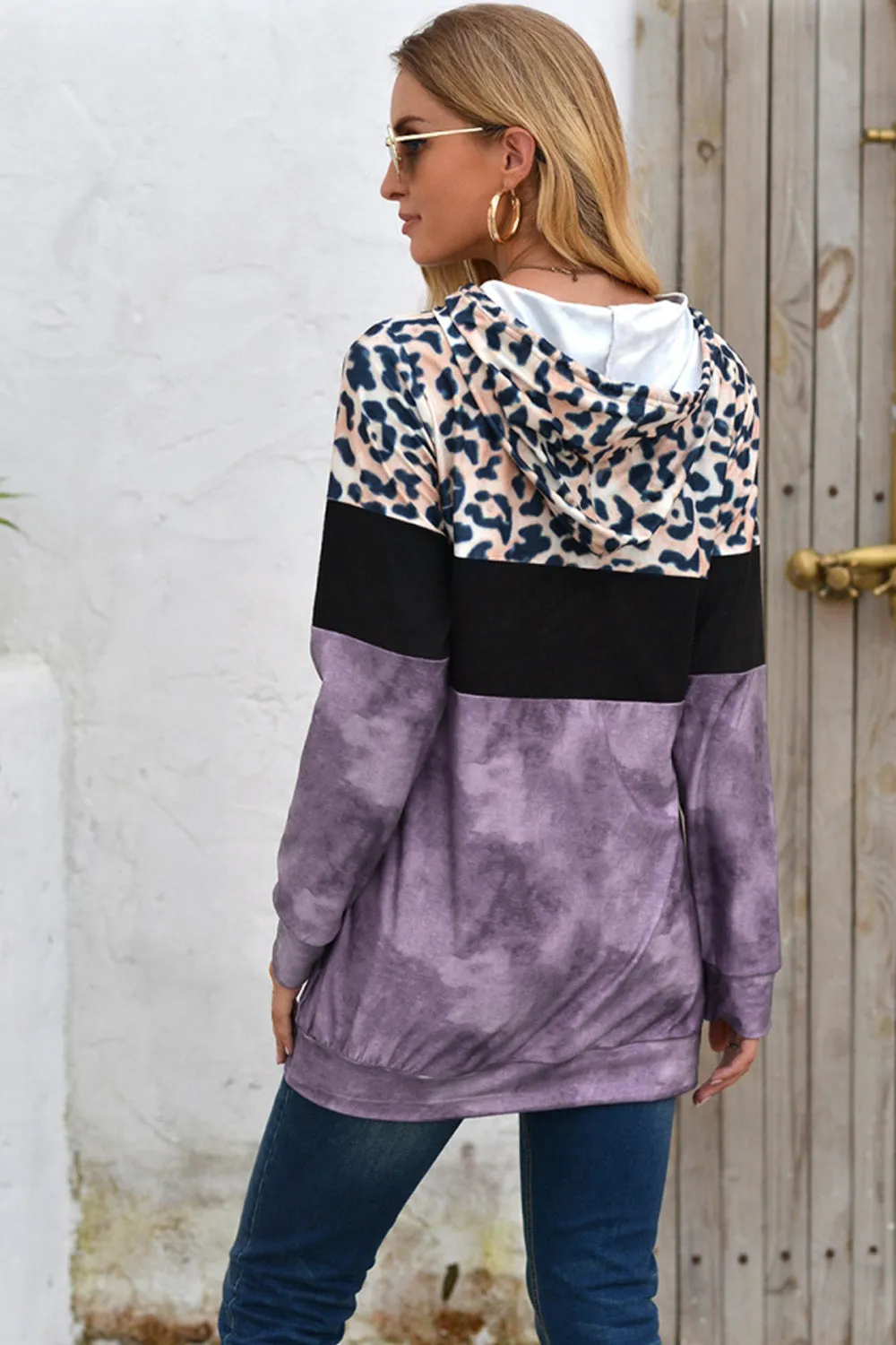 Wolffmode Hooded Leopard Patchwork Top