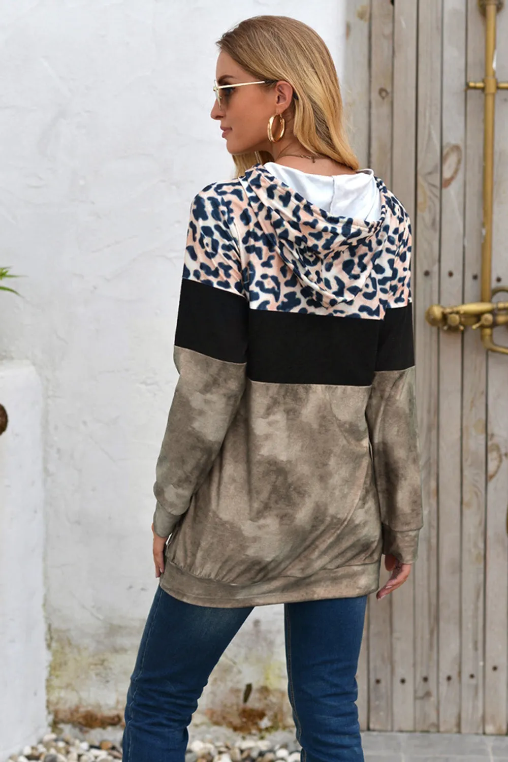 Wolffmode Hooded Leopard Patchwork Top