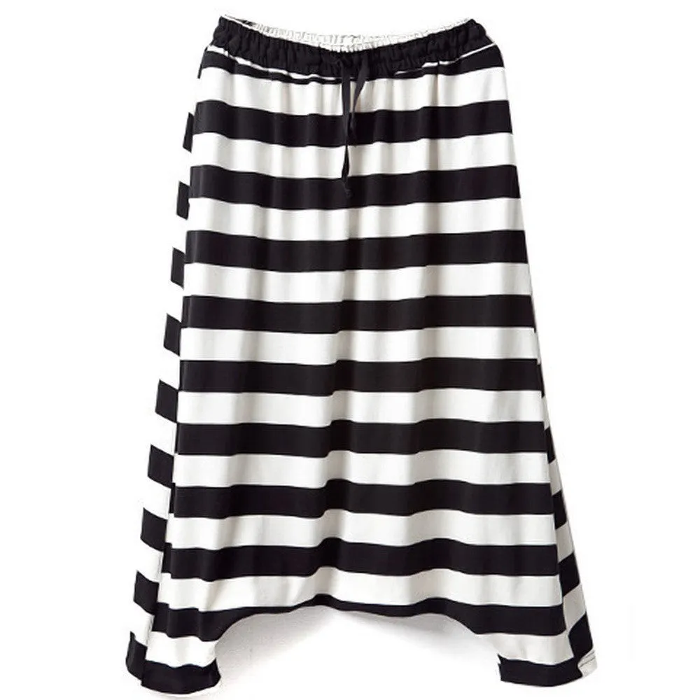 Women Low Waist Haroun Harem Pants Cropped Baggy Hip hop Striped Trousers Women Drop Crotch Baggy Pants