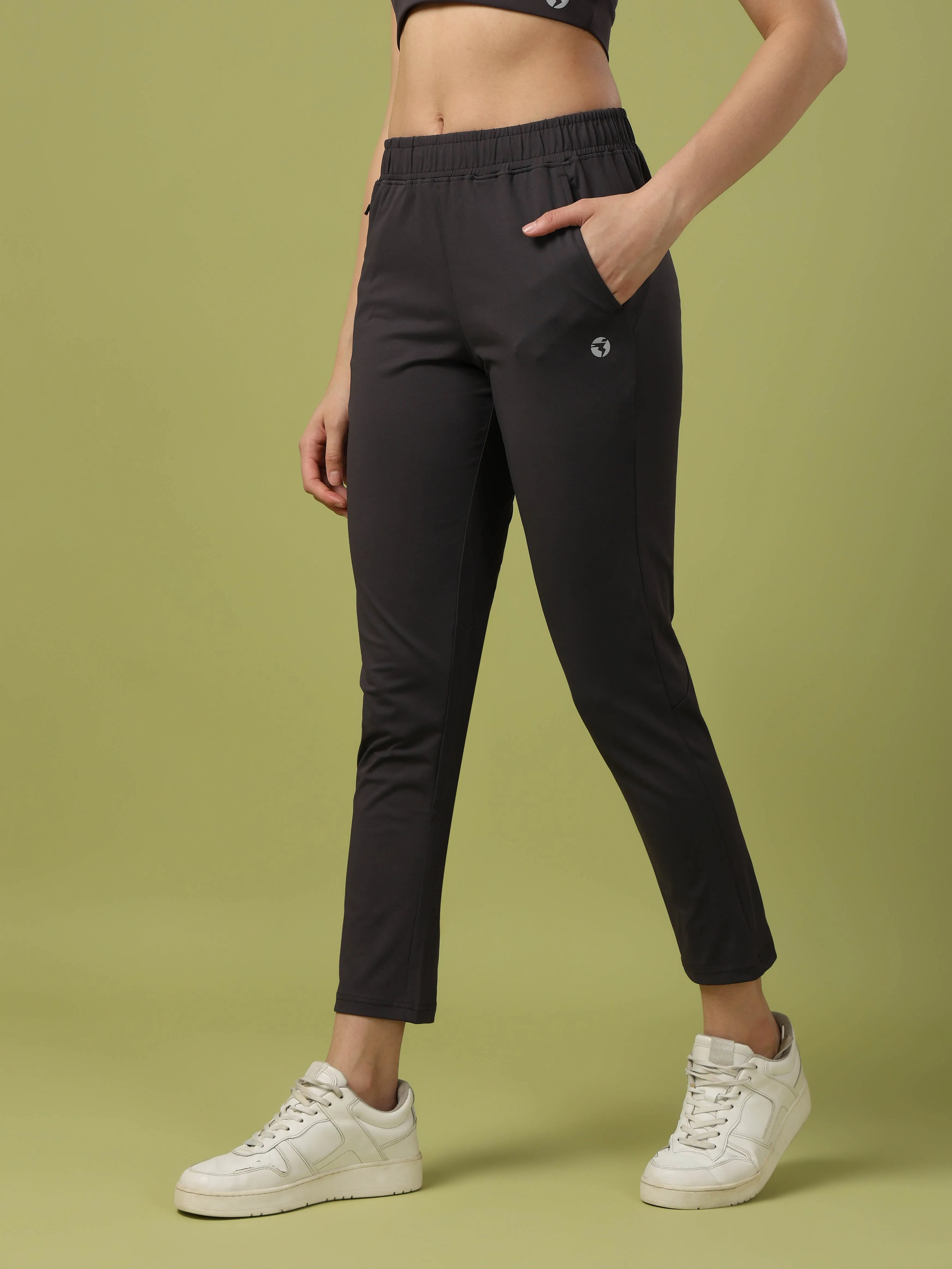 Women Solid Straight Fit Trackpants with 4 Way Crispy