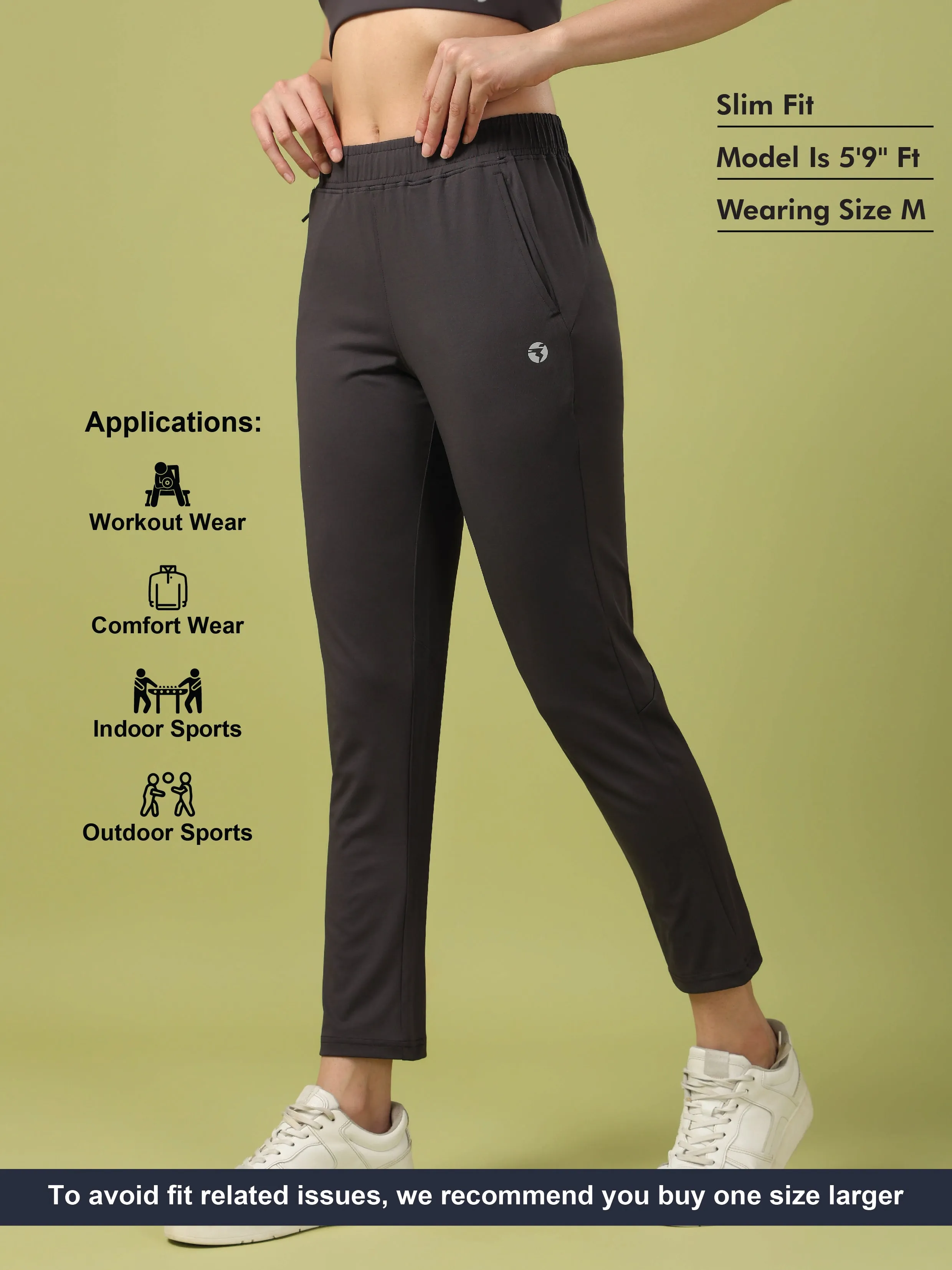 Women Solid Straight Fit Trackpants with 4 Way Crispy