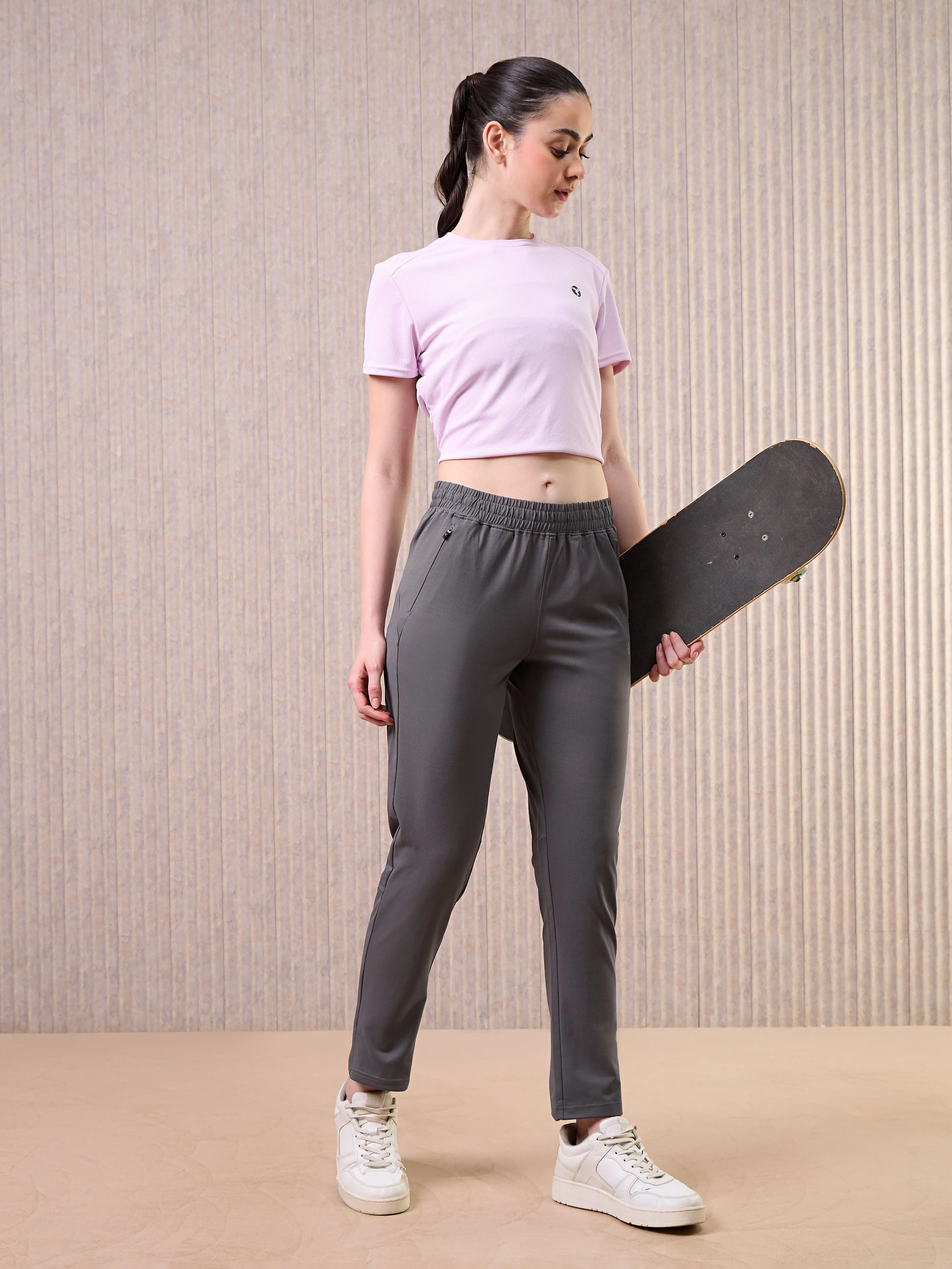 Women Solid Straight Fit Trackpants with 4 Way Crispy