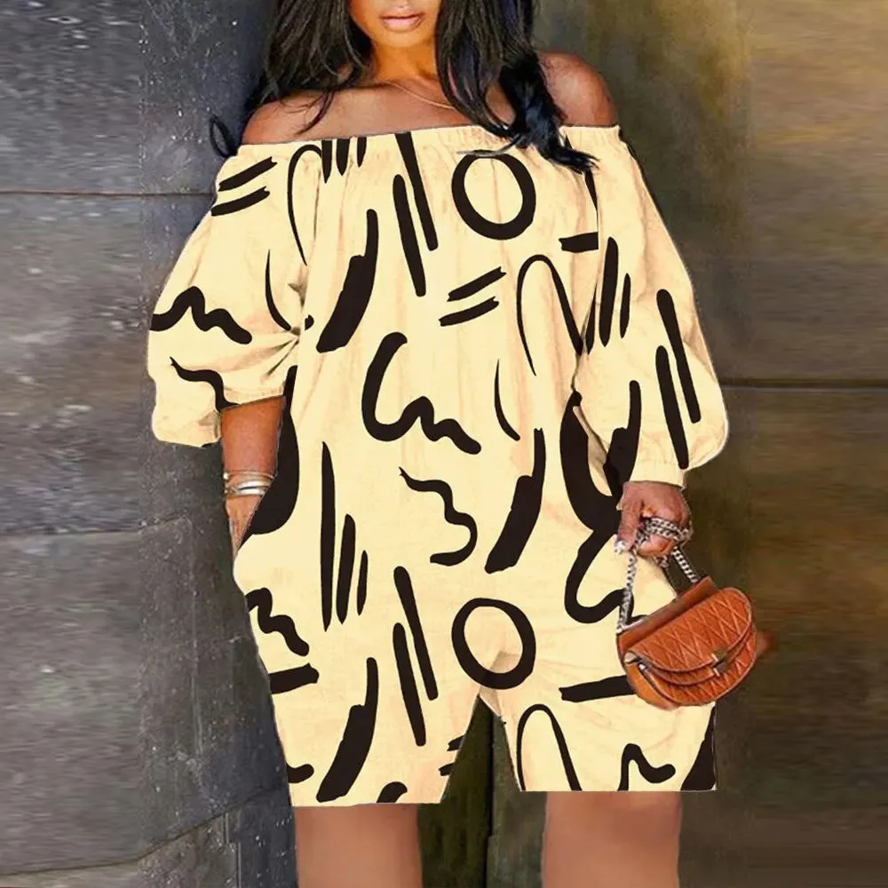 Women's Camouflage Tie Dye Off Shoulder Harem Jumpsuit