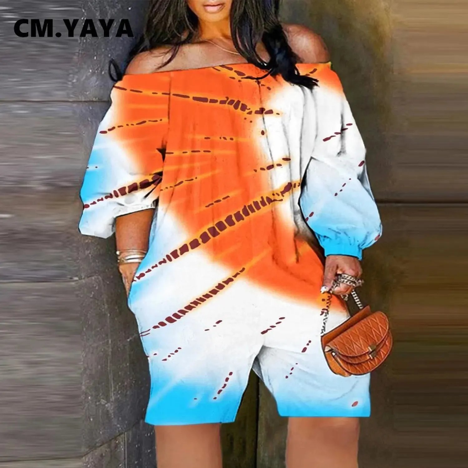 Women's Camouflage Tie Dye Off Shoulder Harem Jumpsuit