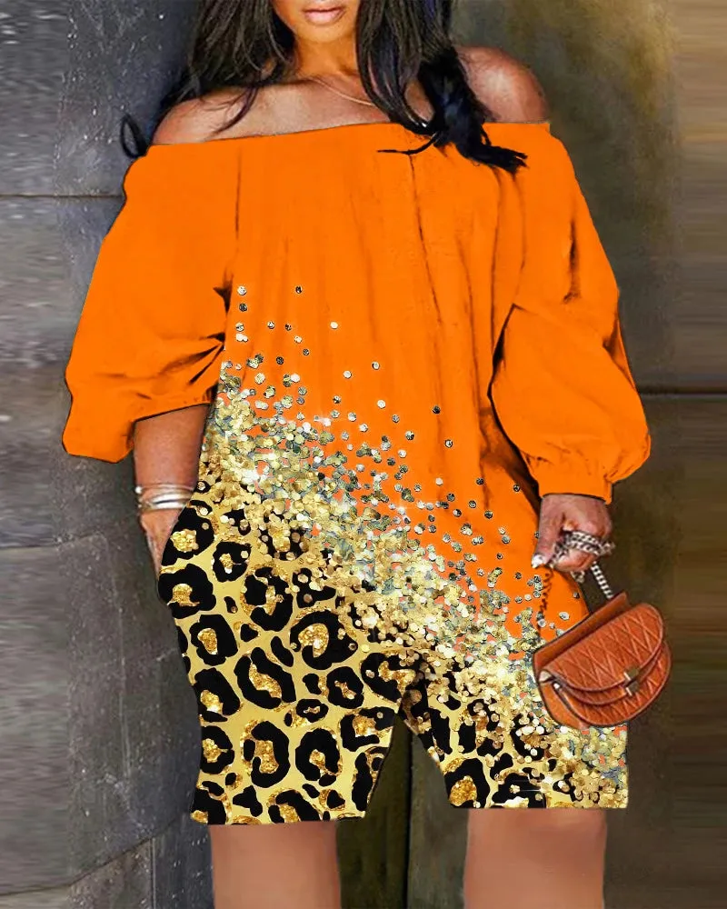 Women's Camouflage Tie Dye Off Shoulder Harem Jumpsuit