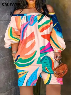 Women's Camouflage Tie Dye Off Shoulder Harem Jumpsuit