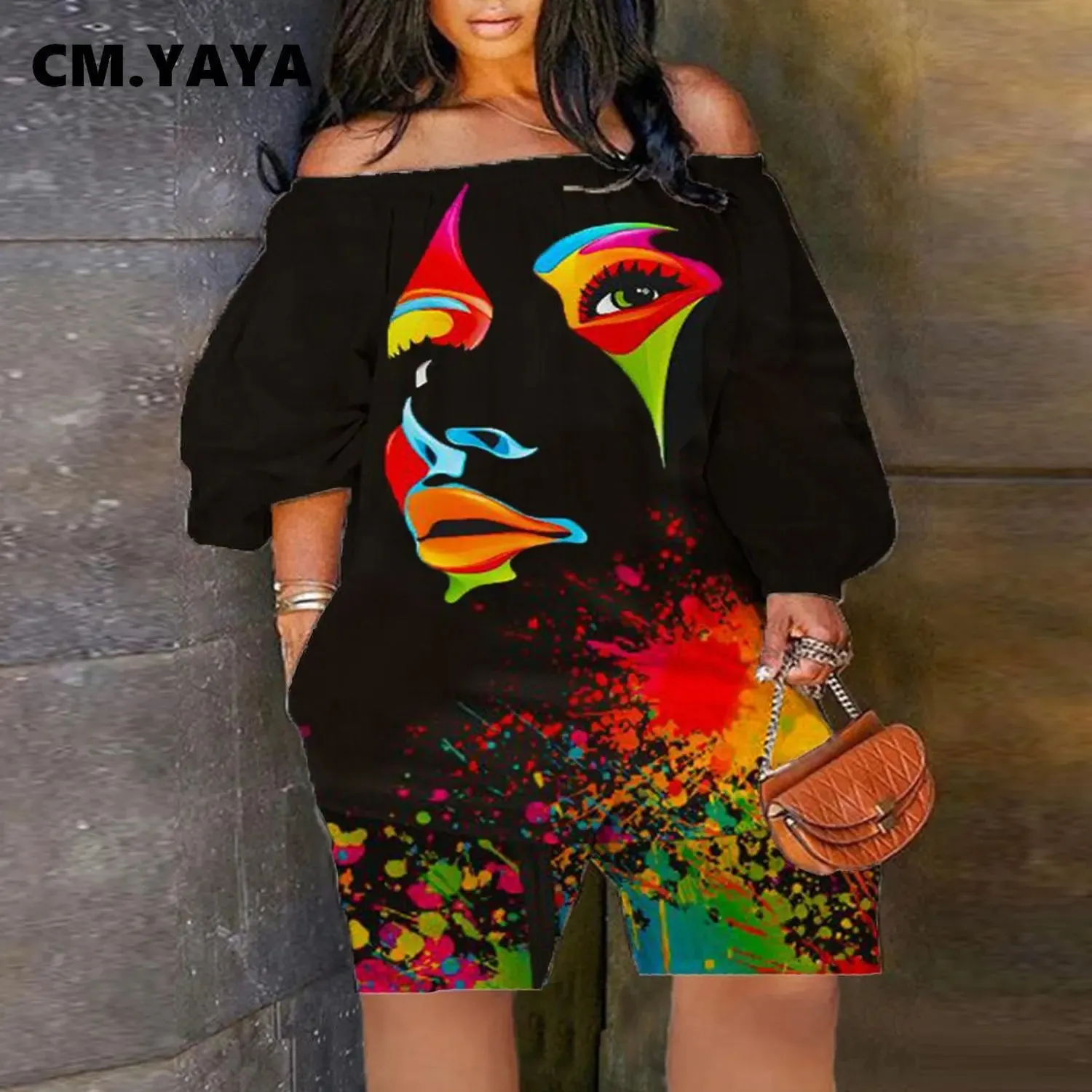 Women's Camouflage Tie Dye Off Shoulder Harem Jumpsuit