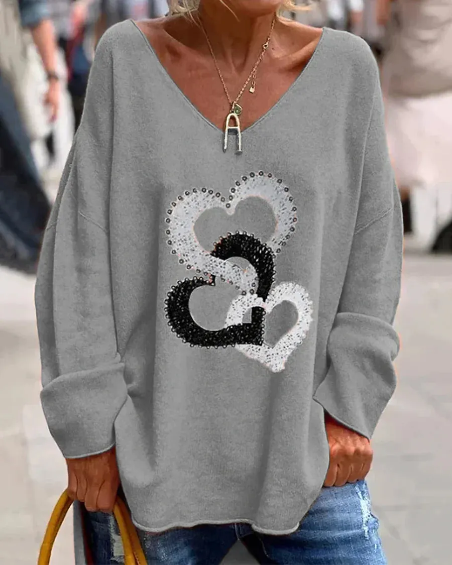Women's comfortable graphic Flosa sweater