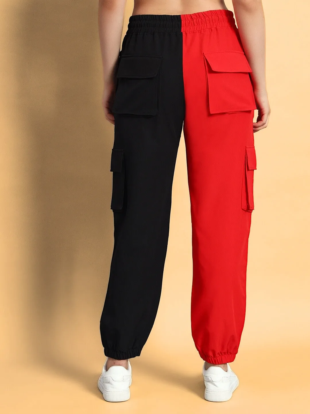 Women's Frontline Reflector Parachute Cargo Pants (Red-Black)