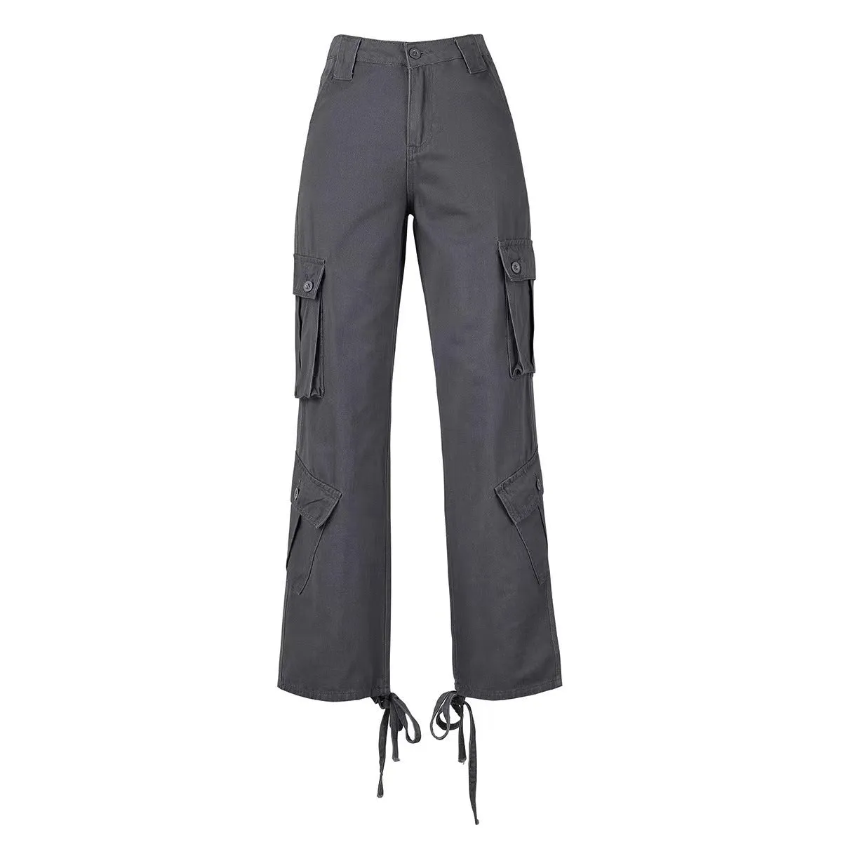 Women’s Loose Fitting Long Cargo Pants with High Waist
