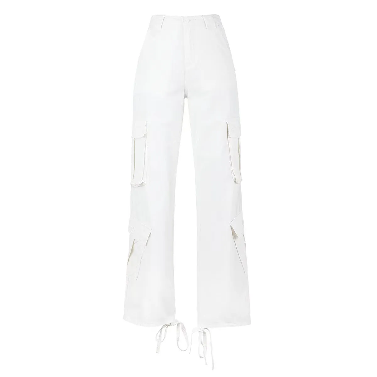 Women’s Loose Fitting Long Cargo Pants with High Waist