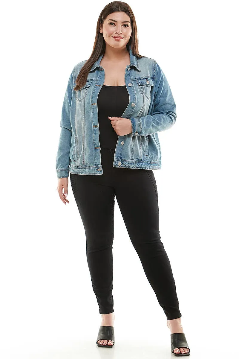 Womens Plus Size Original Trucker Denim Jacket